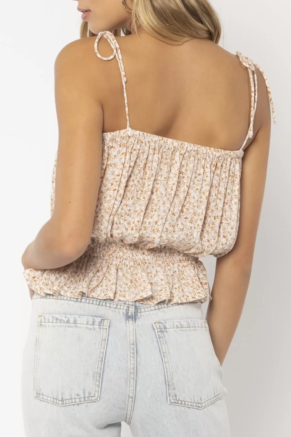 Kasbah Strappy Crop Ivory Floral Cami