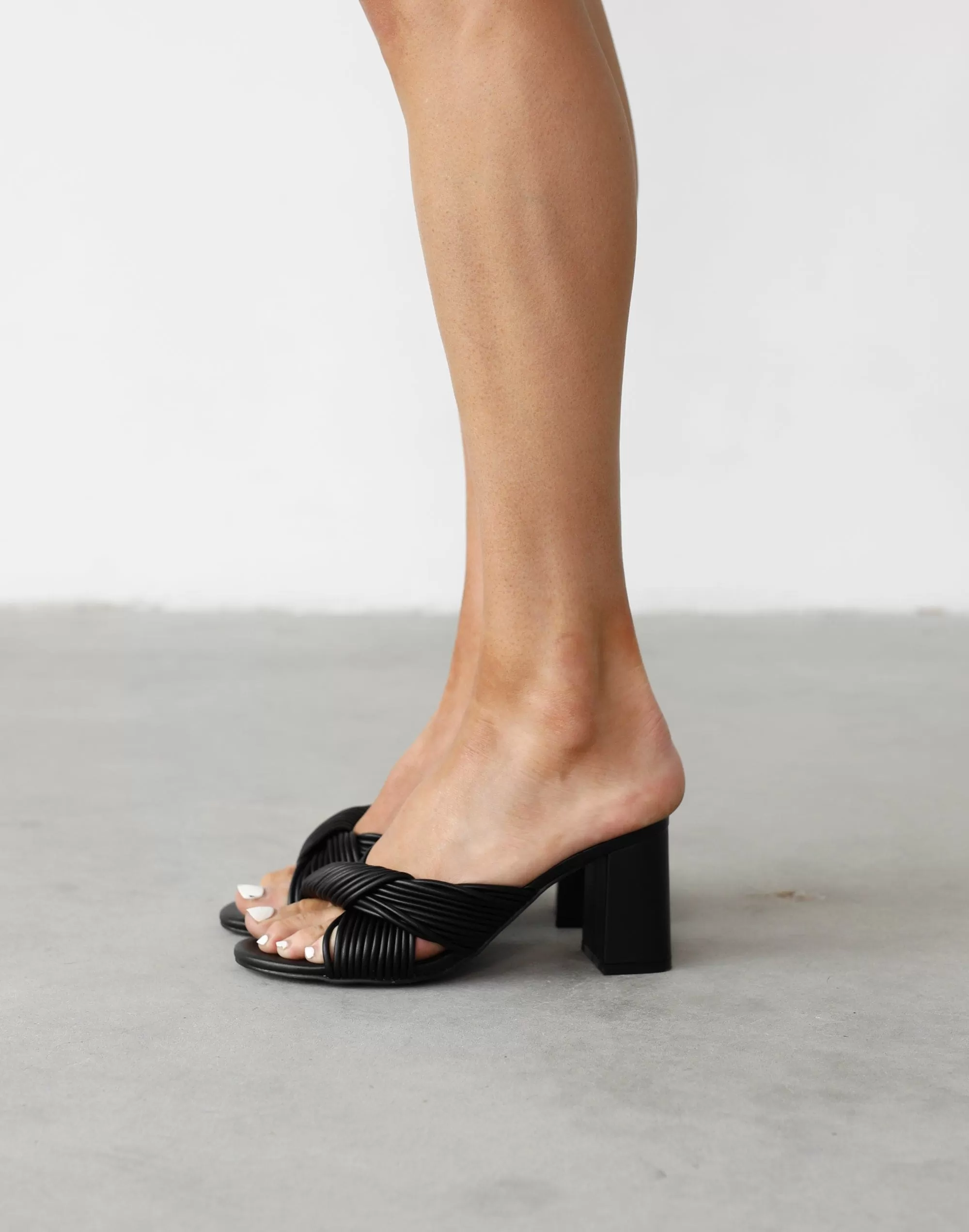 Kaylee Heels (Black Smooth PU) - By Therapy