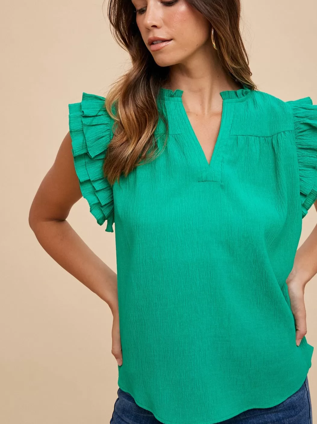 Kelly Ruffle Woven Blouse