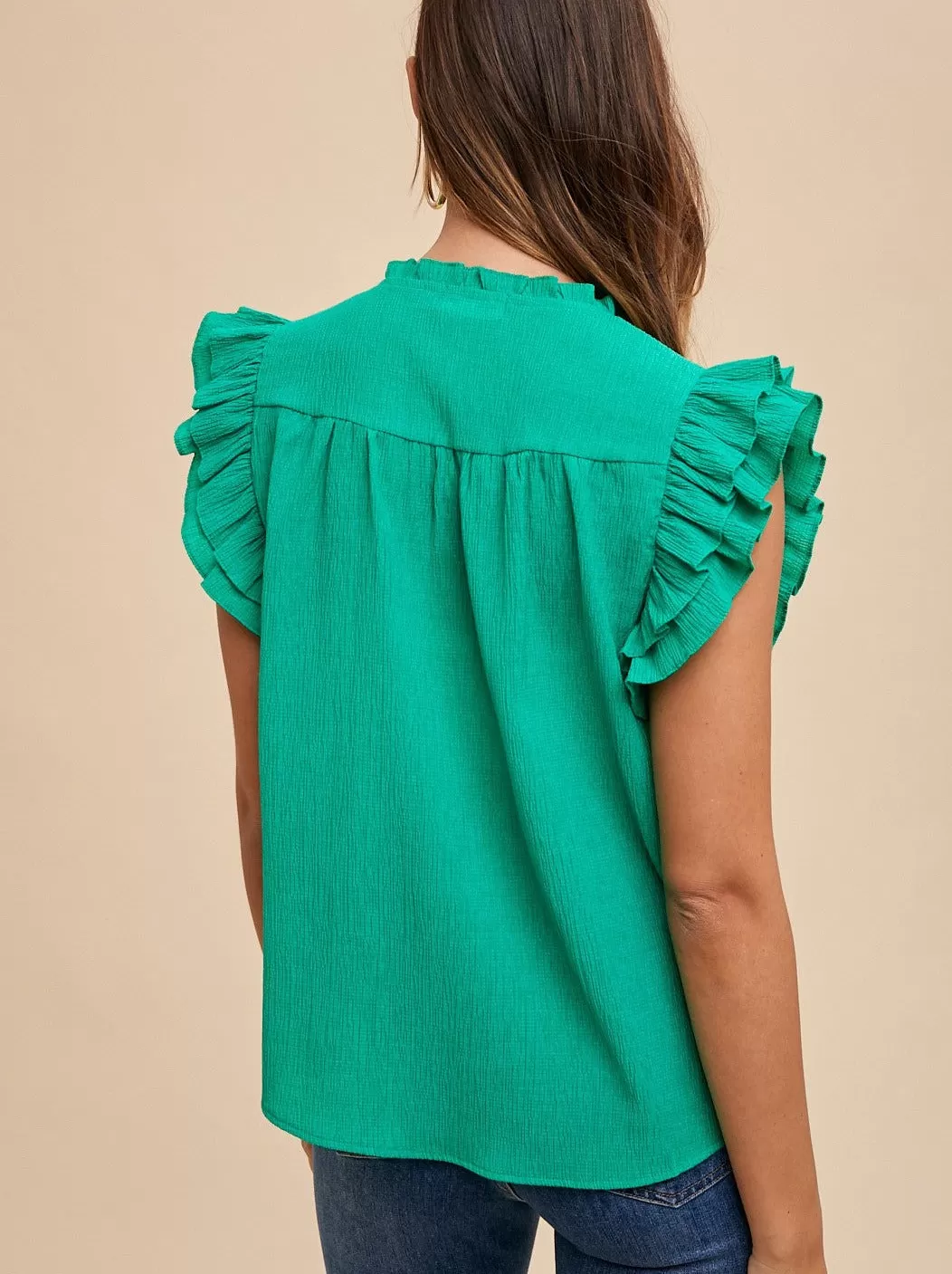 Kelly Ruffle Woven Blouse