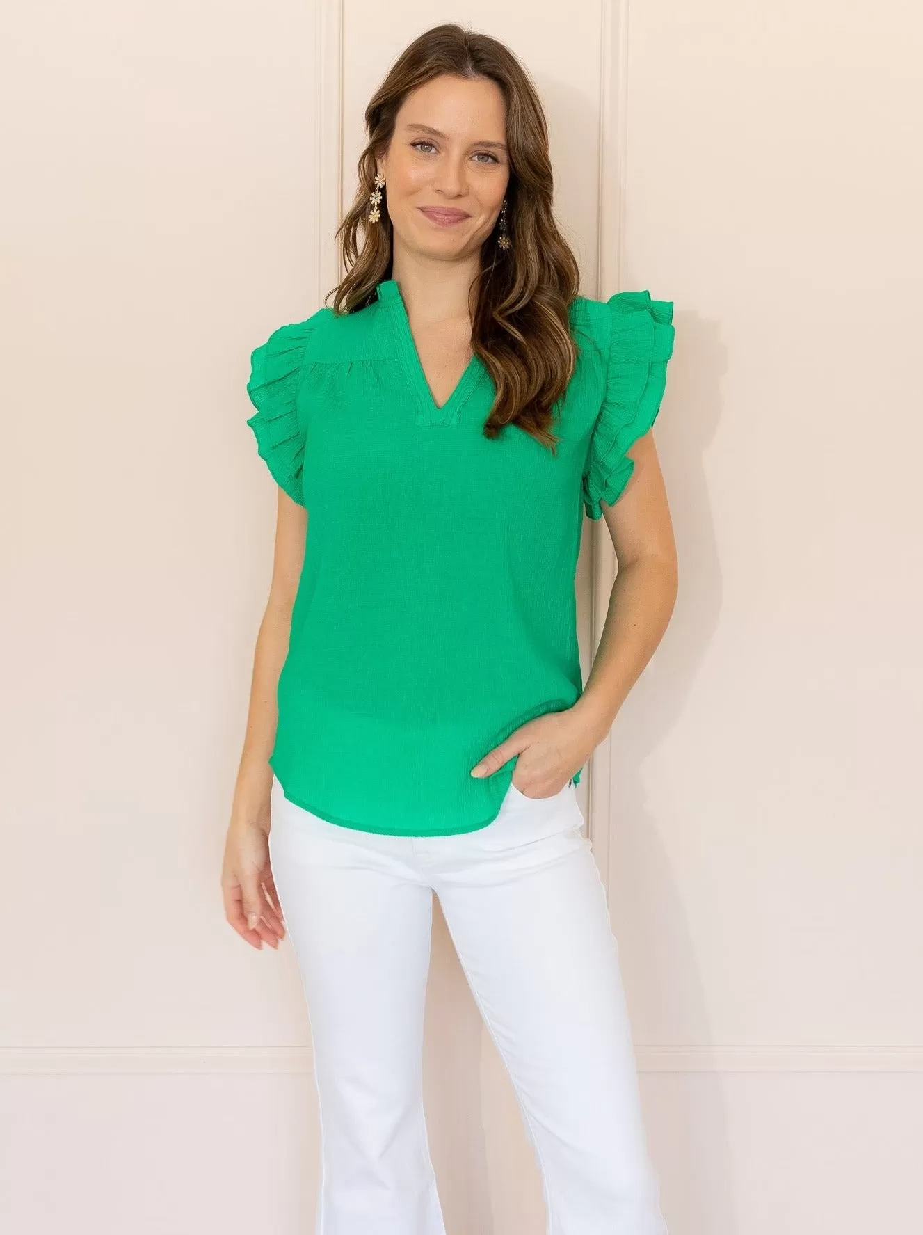 Kelly Ruffle Woven Blouse