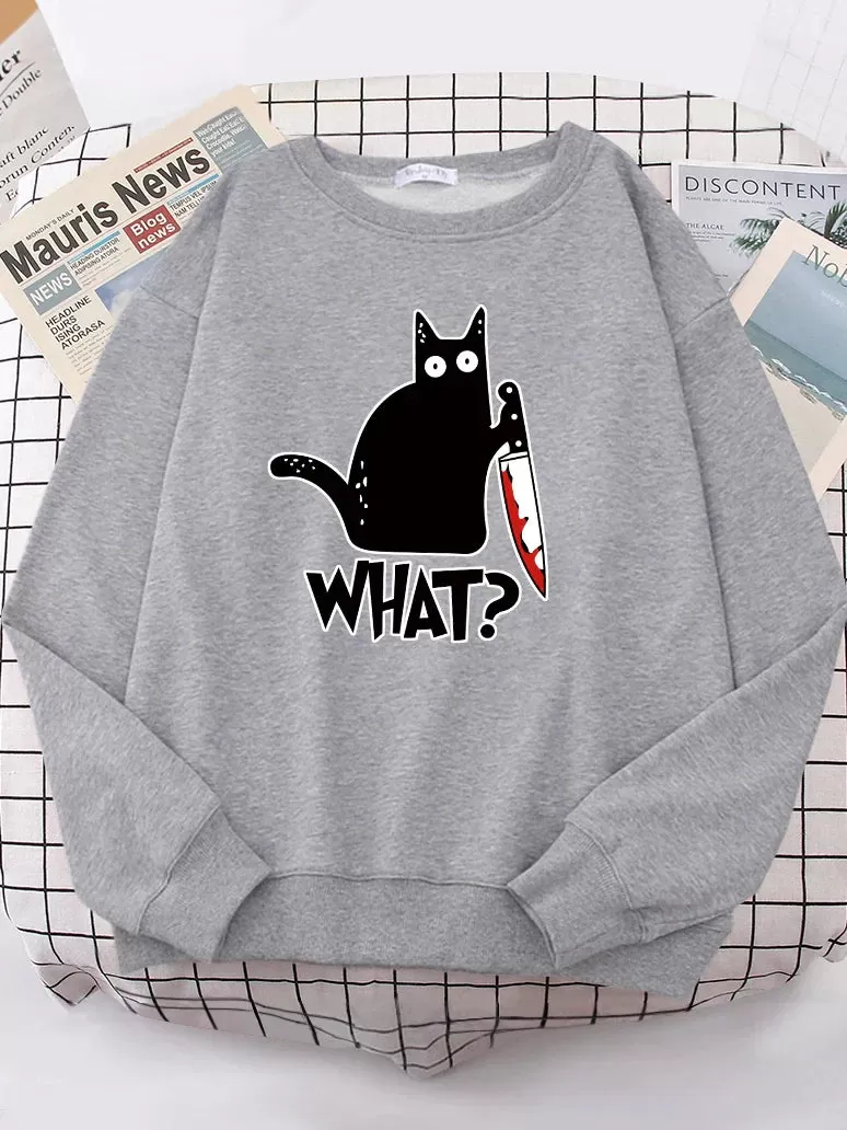 Kitty Say What? Sweatshirt - Harajuku Casual Hoody