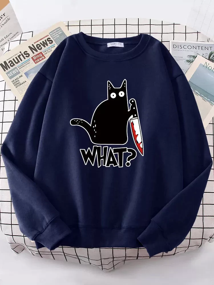 Kitty Say What? Sweatshirt - Harajuku Casual Hoody