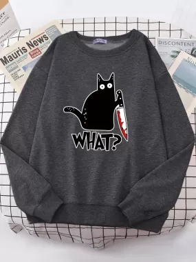 Kitty Say What? Sweatshirt - Harajuku Casual Hoody