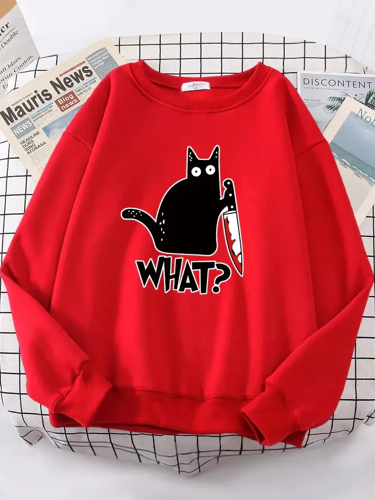 Kitty Say What? Sweatshirt - Harajuku Casual Hoody