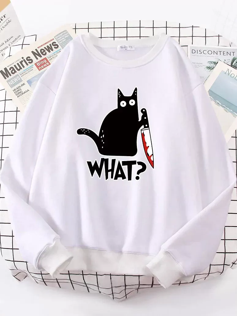 Kitty Say What? Sweatshirt - Harajuku Casual Hoody