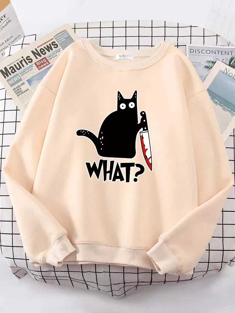 Kitty Say What? Sweatshirt - Harajuku Casual Hoody