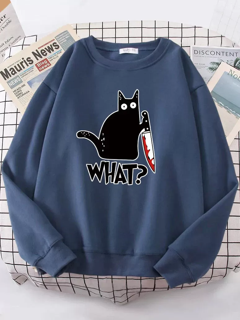 Kitty Say What? Sweatshirt - Harajuku Casual Hoody