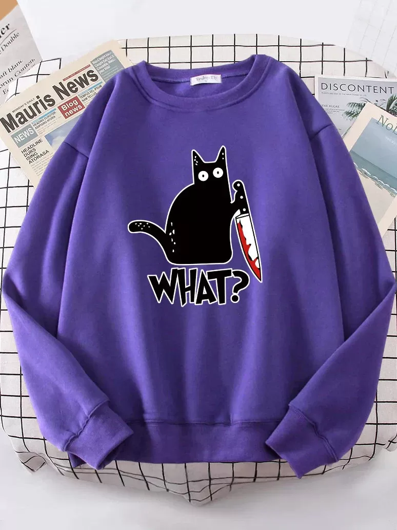 Kitty Say What? Sweatshirt - Harajuku Casual Hoody