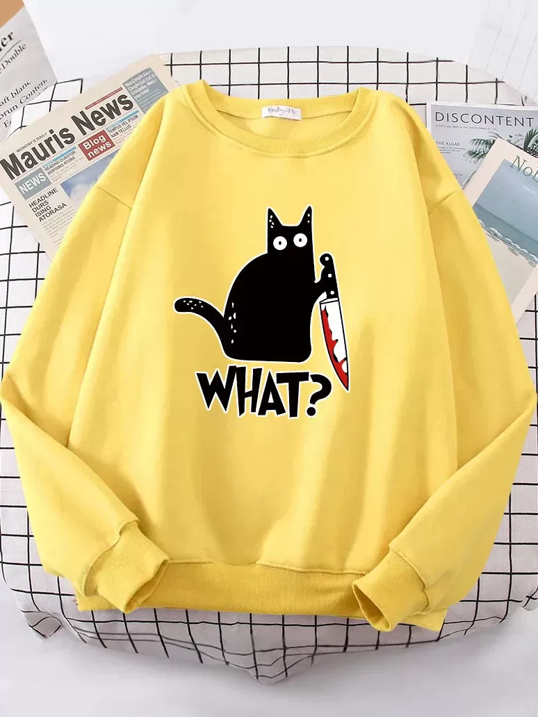 Kitty Say What? Sweatshirt - Harajuku Casual Hoody