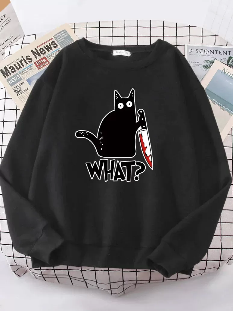 Kitty Say What? Sweatshirt - Harajuku Casual Hoody