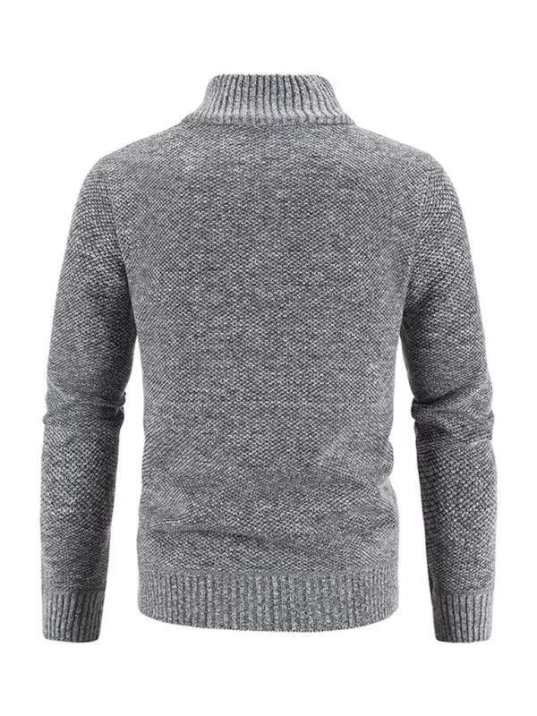 Knitted Collar Stand  Men Cardigan