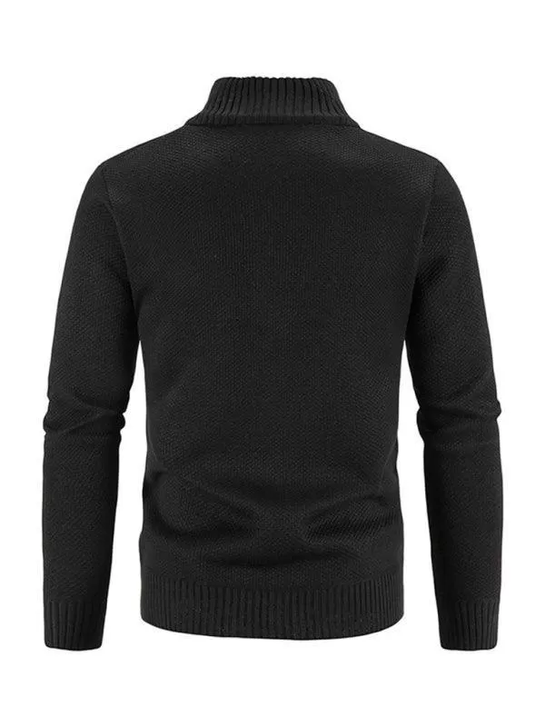 Knitted Collar Stand  Men Cardigan