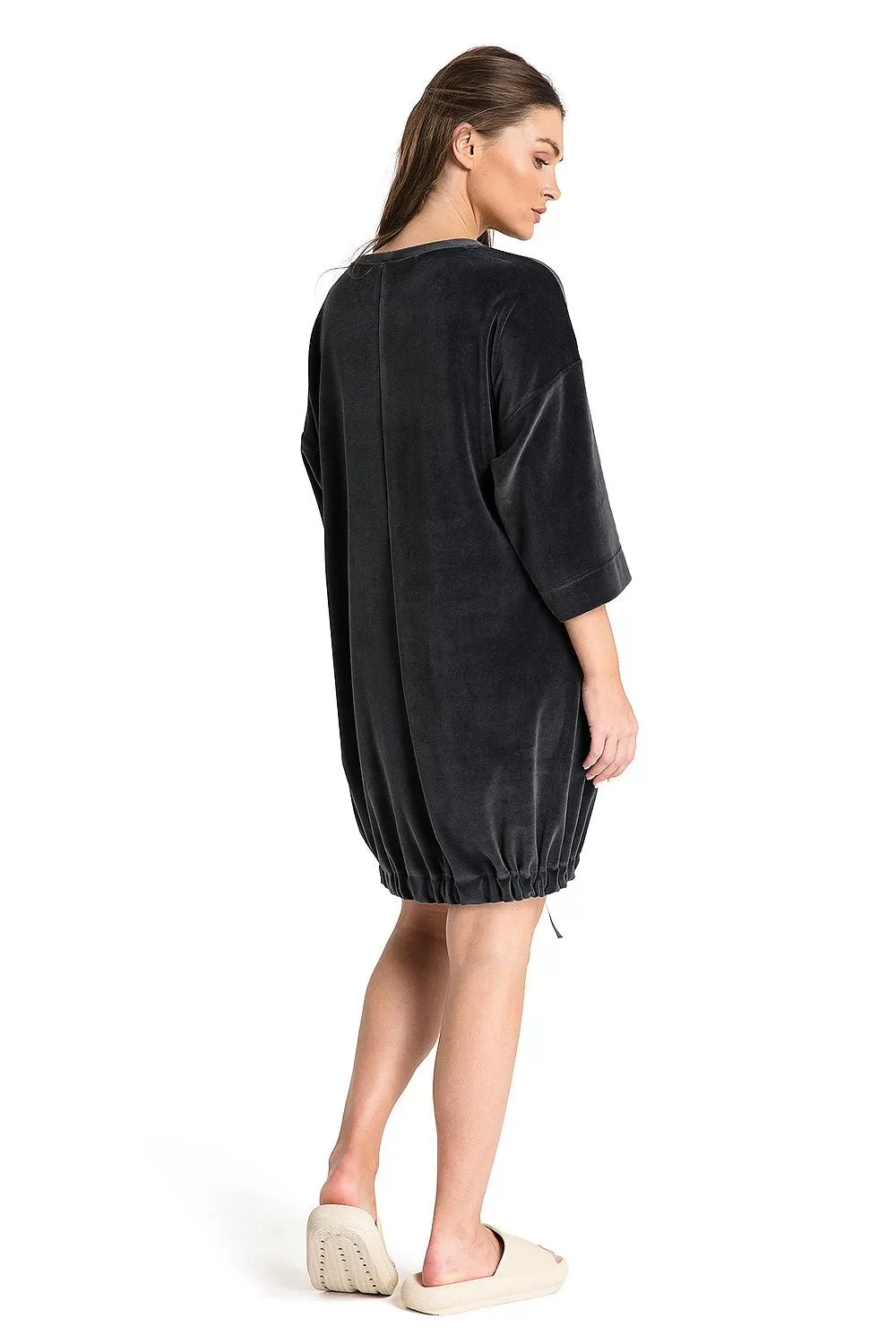 LaLupa Relaxed Fit Tunic Dress Charcoal Grey