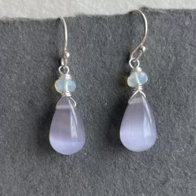 Lavender Cat's Eye Effect Opal Quartz Dangles