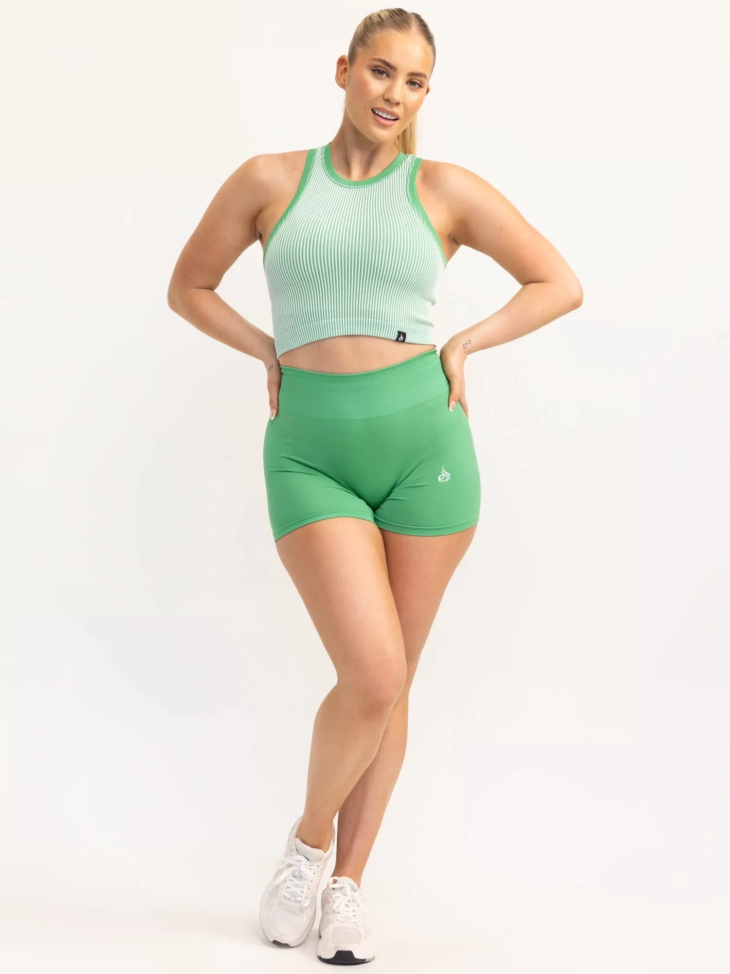 Lift 2.0 Rib Seamless Tank - Apple Green/White