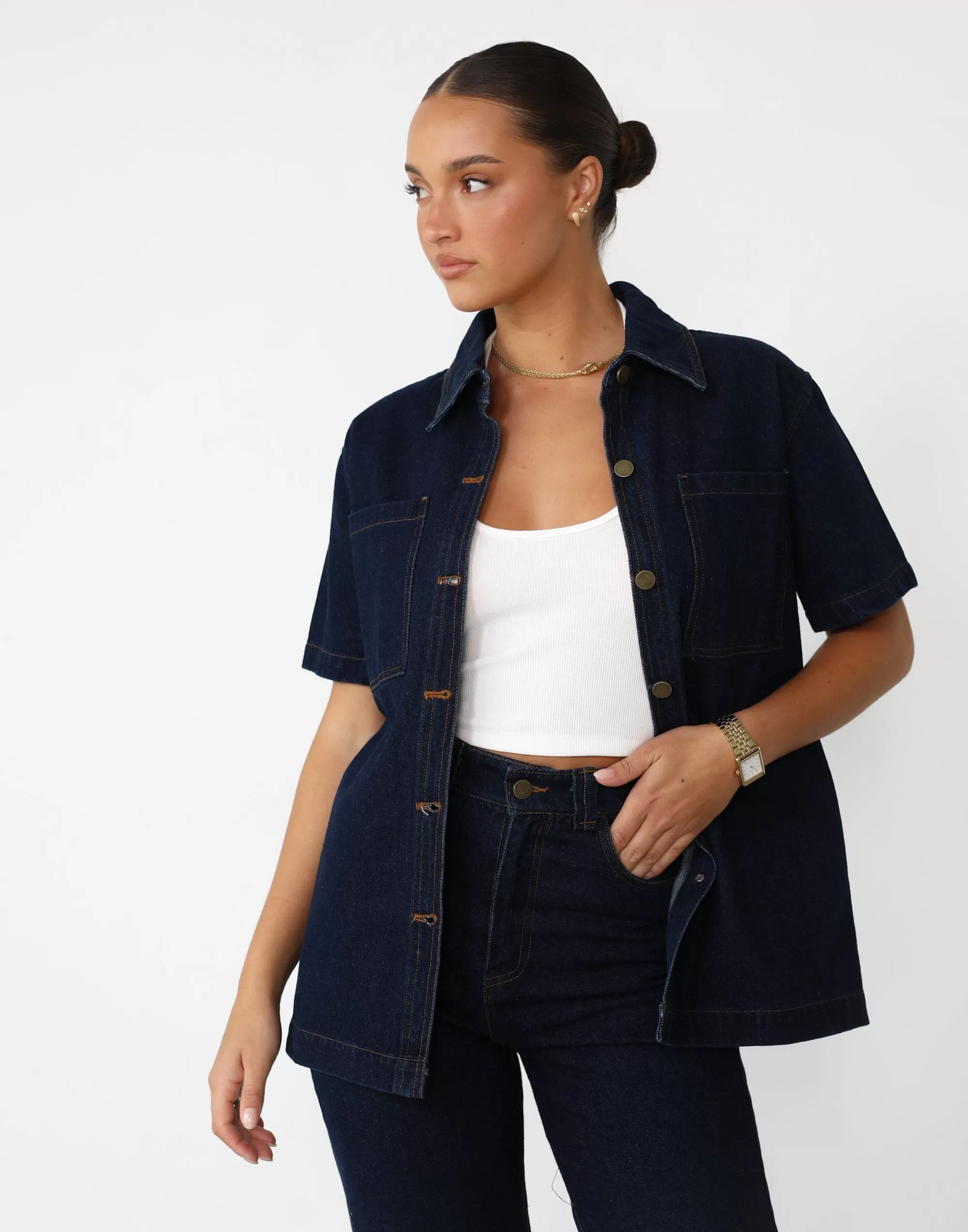 Lili Denim Shirt (Dark Denim)