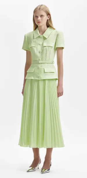 Lime Boucle Chiffon Dress