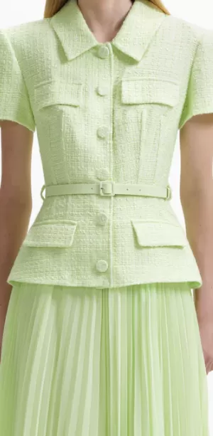 Lime Boucle Chiffon Dress