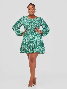 Lizola Caren Flowered Shift Dress - Green