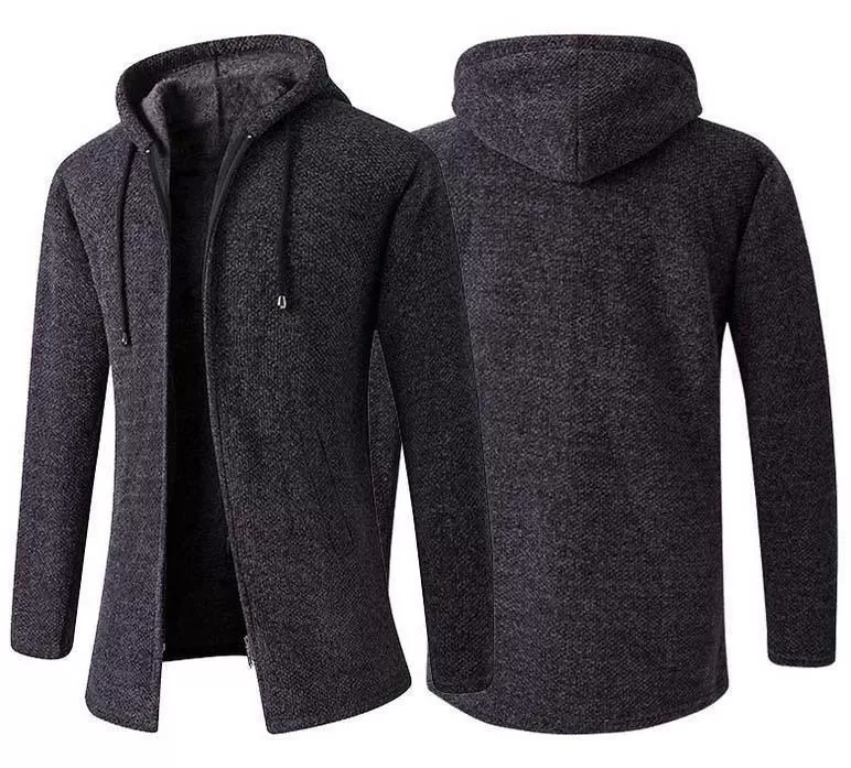 Long Hooded Cardigan Sweater For Men