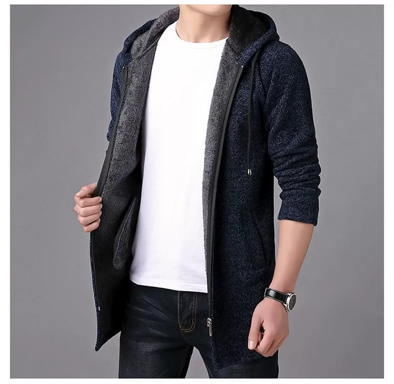 Long Hooded Cardigan Sweater For Men