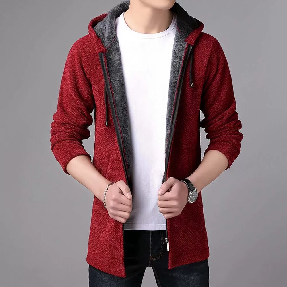 Long Hooded Cardigan Sweater For Men