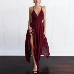 Long Maxi Dress Elegant Sleeveless Sling Vestido V Neck  Boho