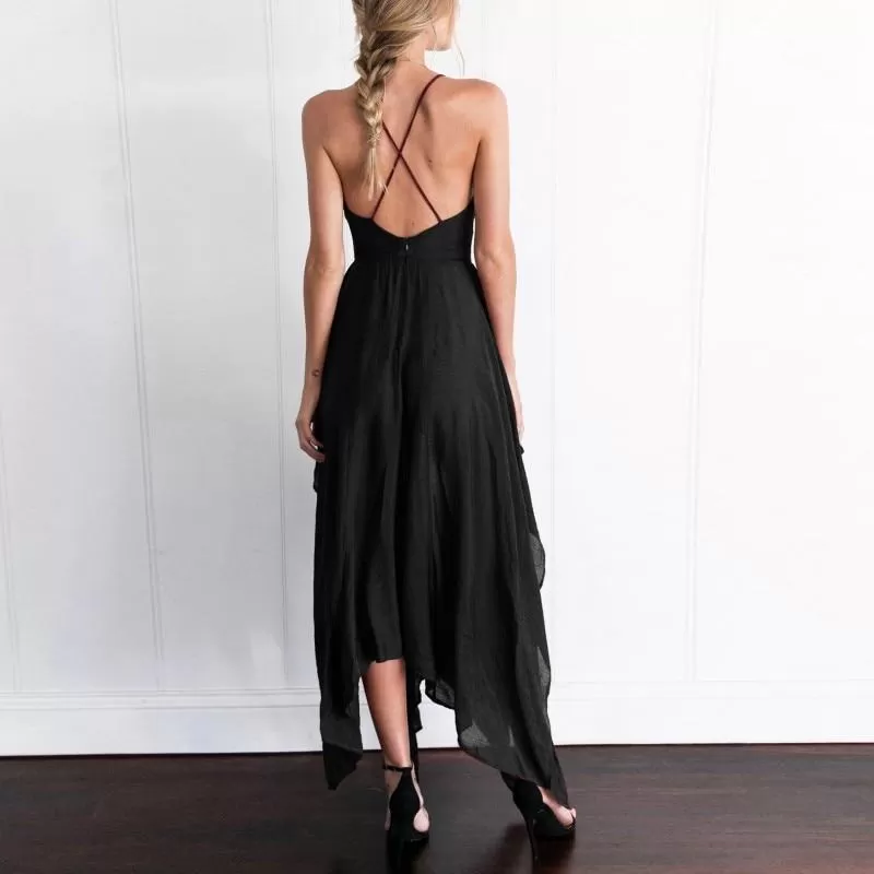 Long Maxi Dress Elegant Sleeveless Sling Vestido V Neck  Boho