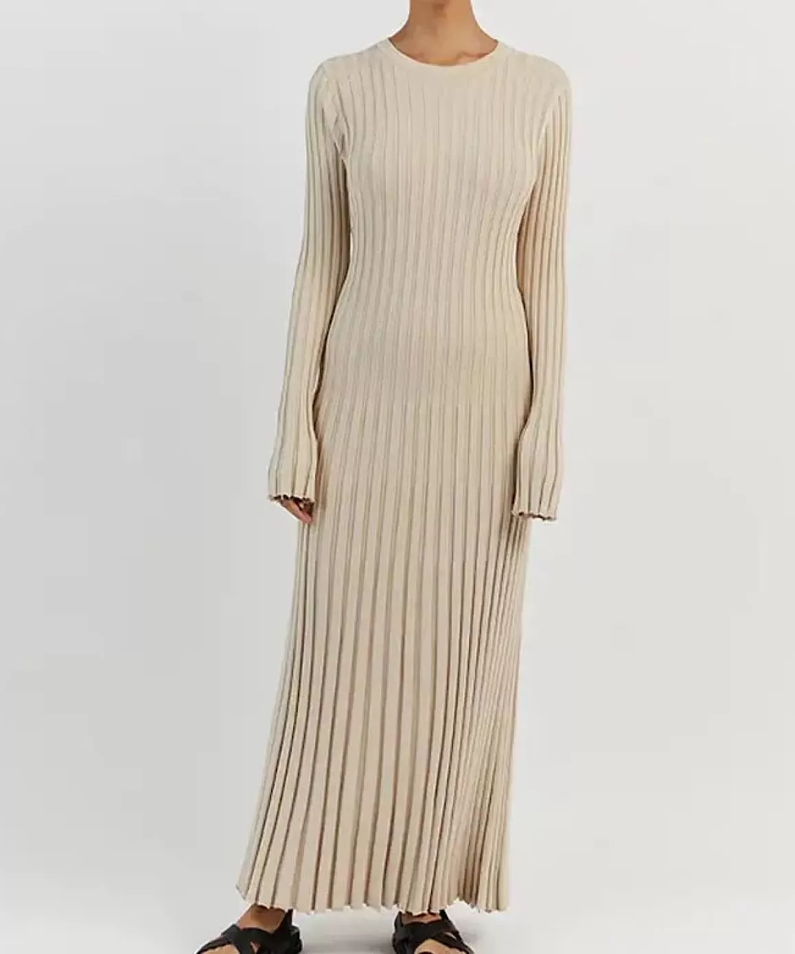 Long Sleeve Knitted Long Maxi Dress