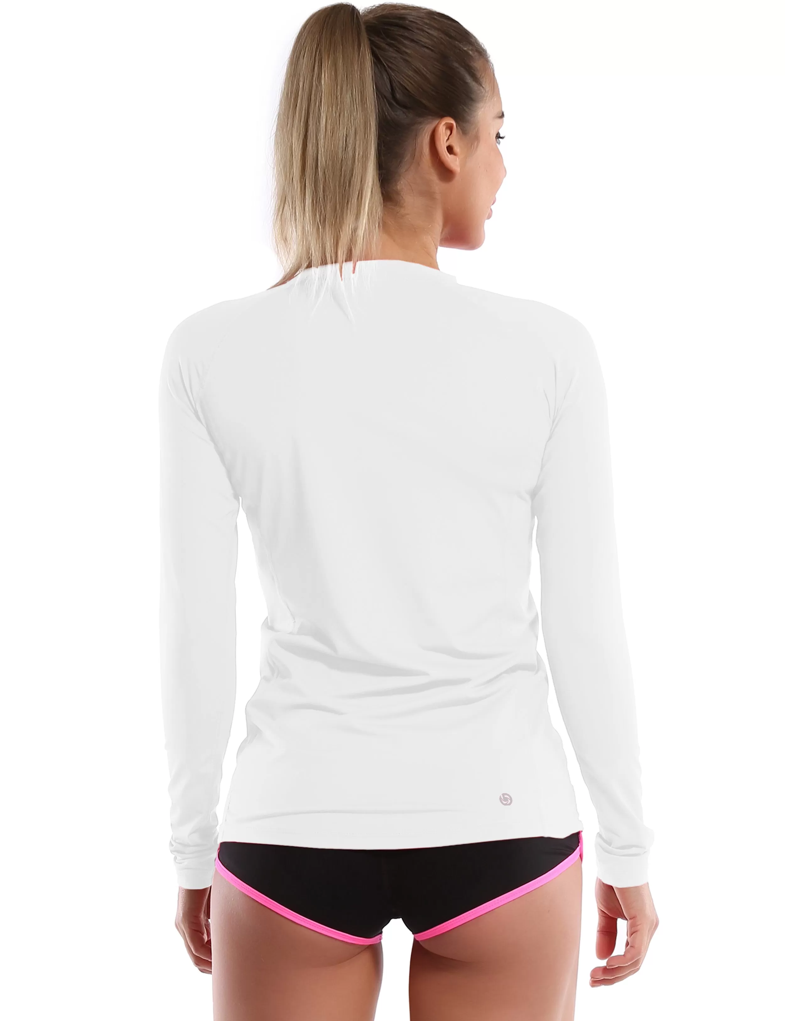 Long Sleeve UPF 50  Rashguard white_yogastudio