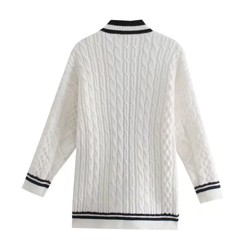 Loose Striped Cardigan Sweaters For Women