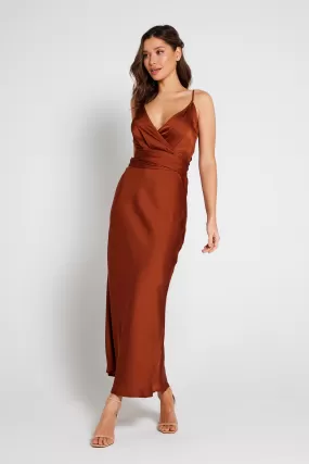 Louisa Tie Waist Cami Wrap Maxi Dress - Rust