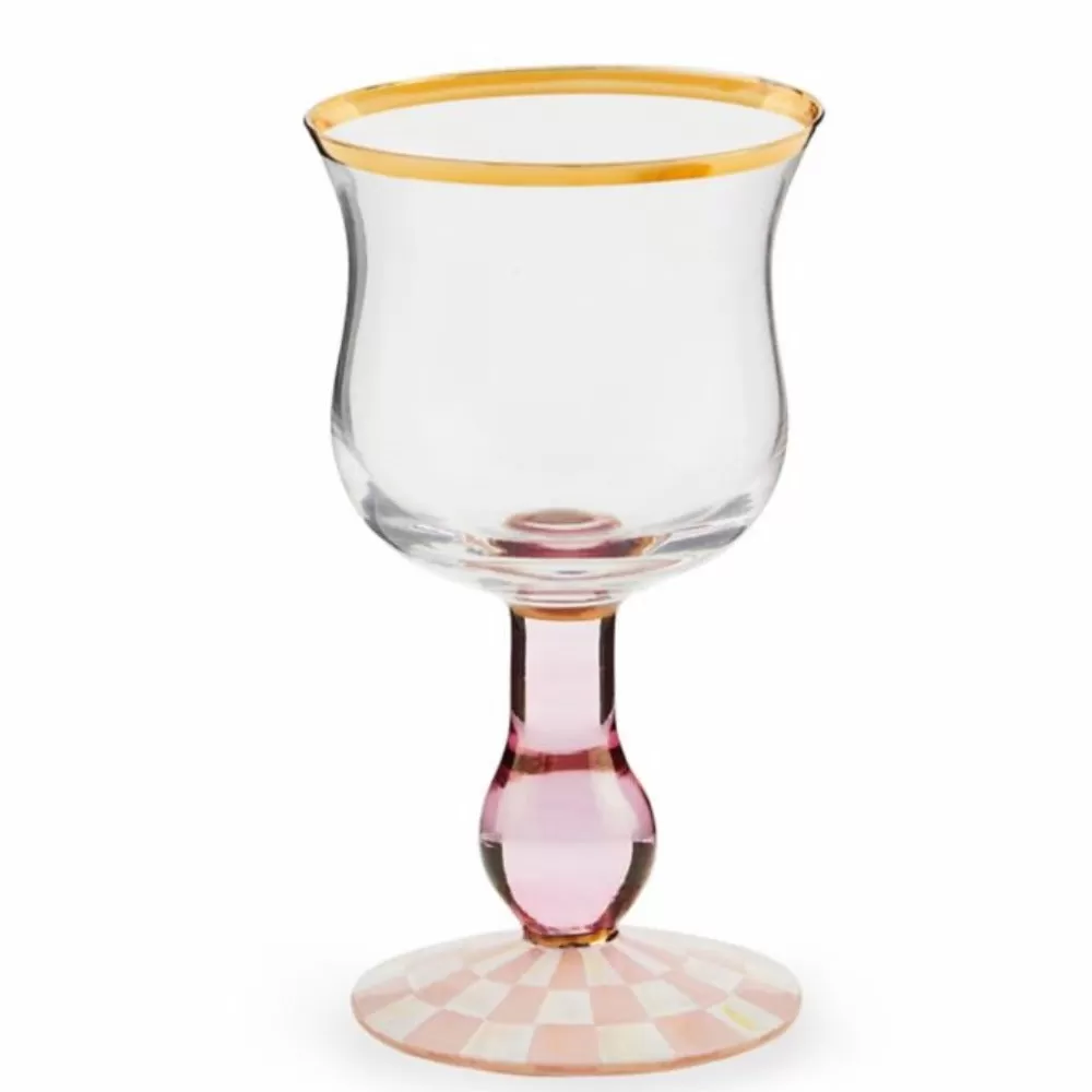 MacKenzie-Childs Rosy Check Wine Glass