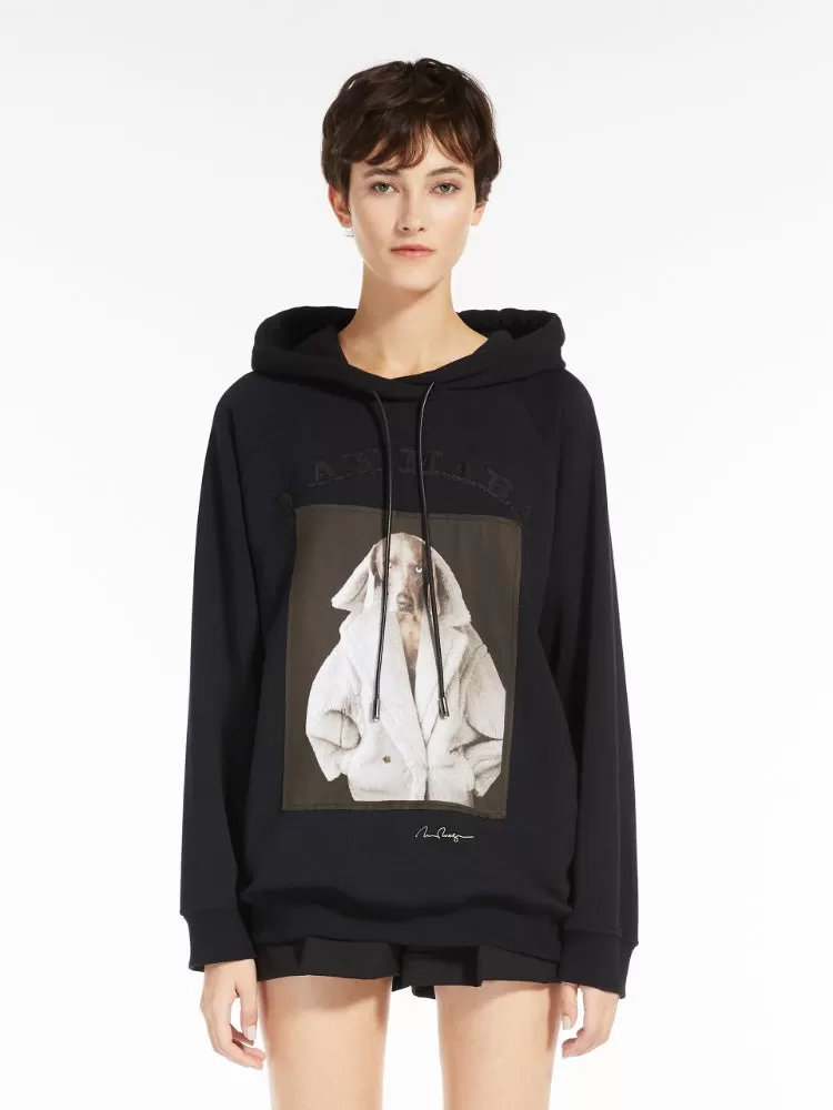 MAX MARA Cotton Sweatshirt with Wegman Print