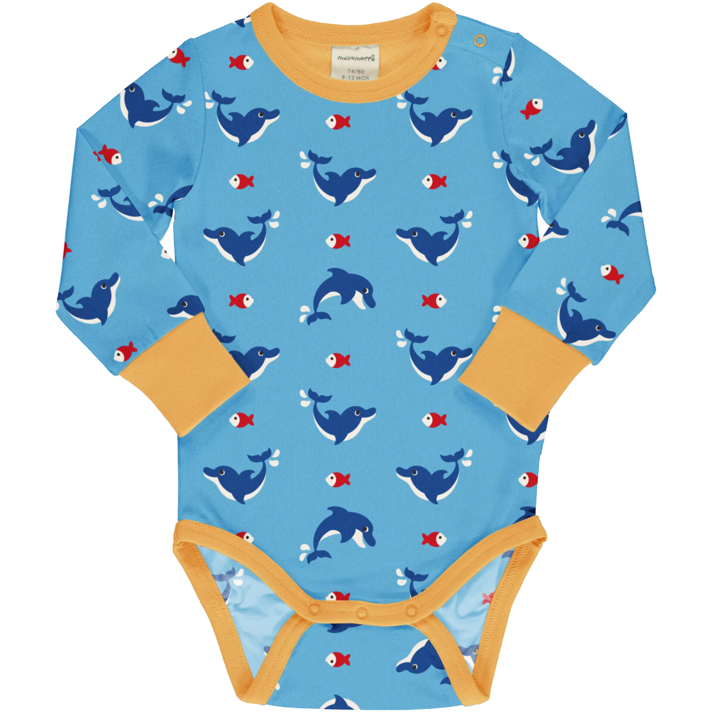 Maxomorra Dolphin Organic Cotton Long Sleeved Bodysuit