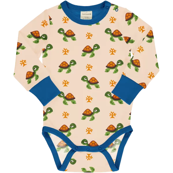 Maxomorra Turtle Organic Cotton Long Sleeved Bodysuit