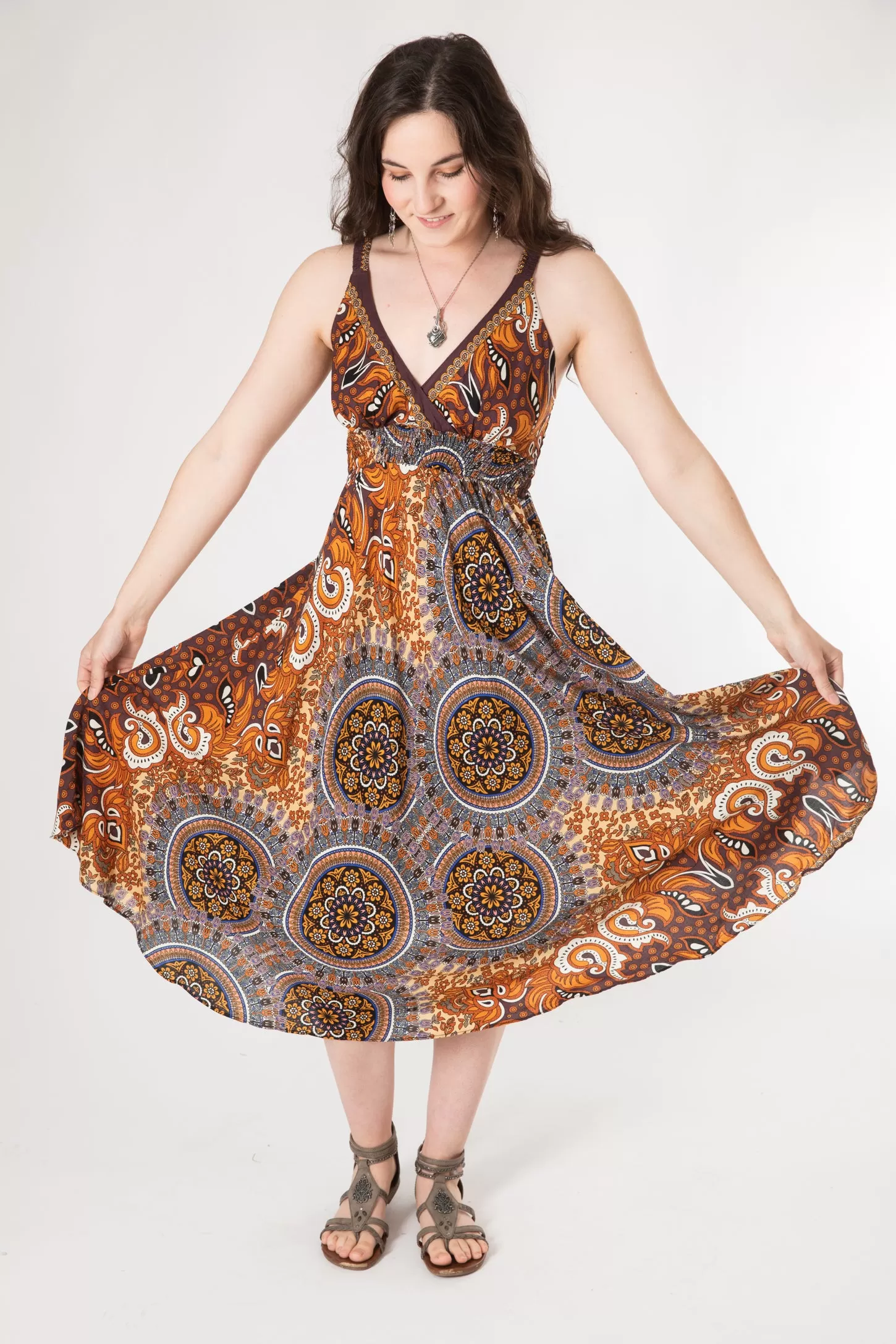 Meadow Flora Mandala Plunge Dress