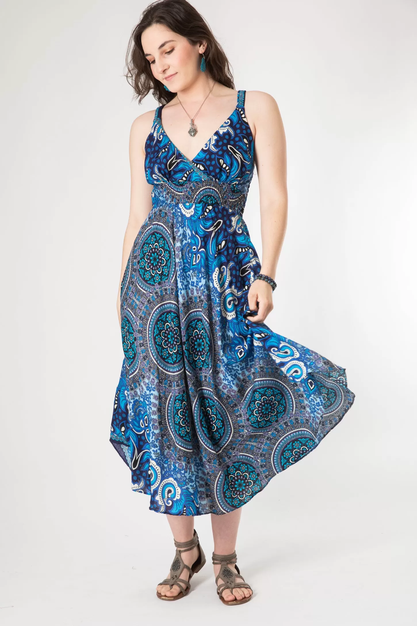 Meadow Flora Mandala Plunge Dress