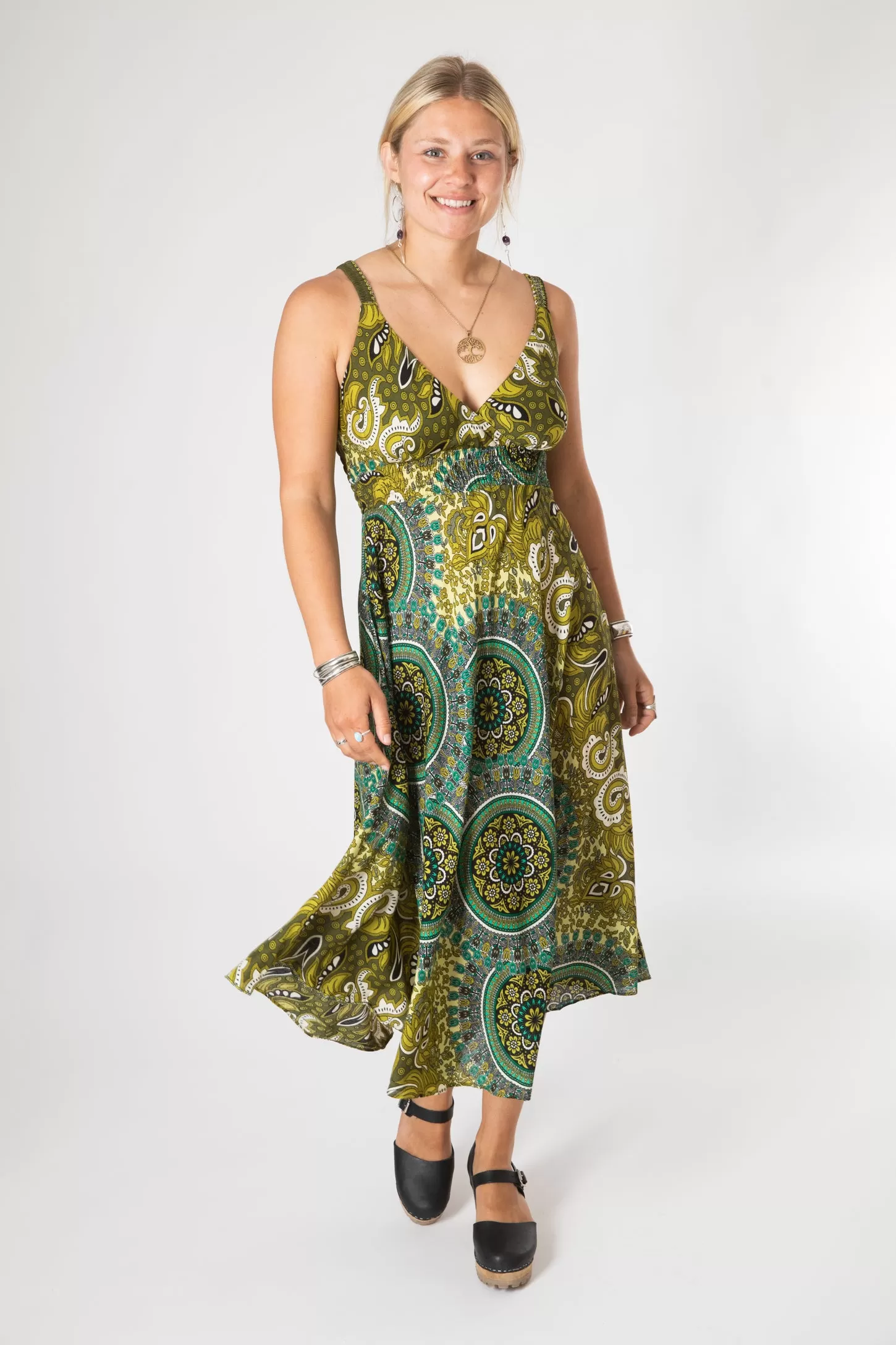 Meadow Flora Mandala Plunge Dress