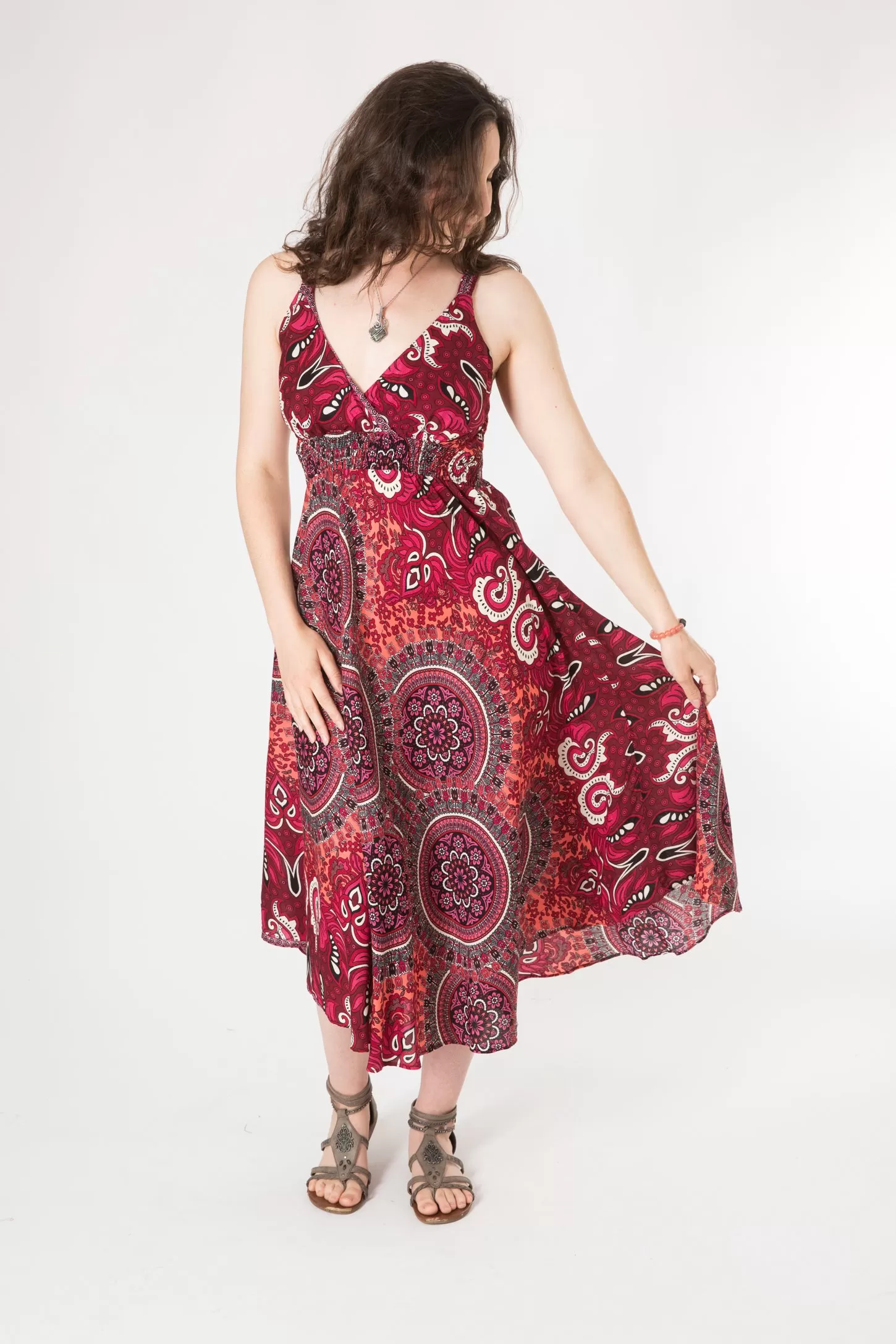 Meadow Flora Mandala Plunge Dress