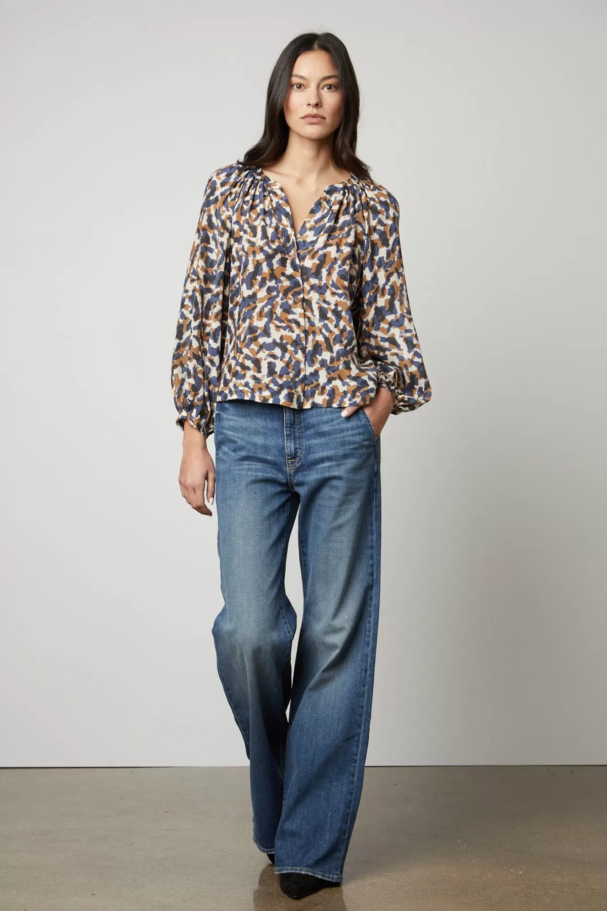 MELINDA PRINTED BUTTON-UP TOP