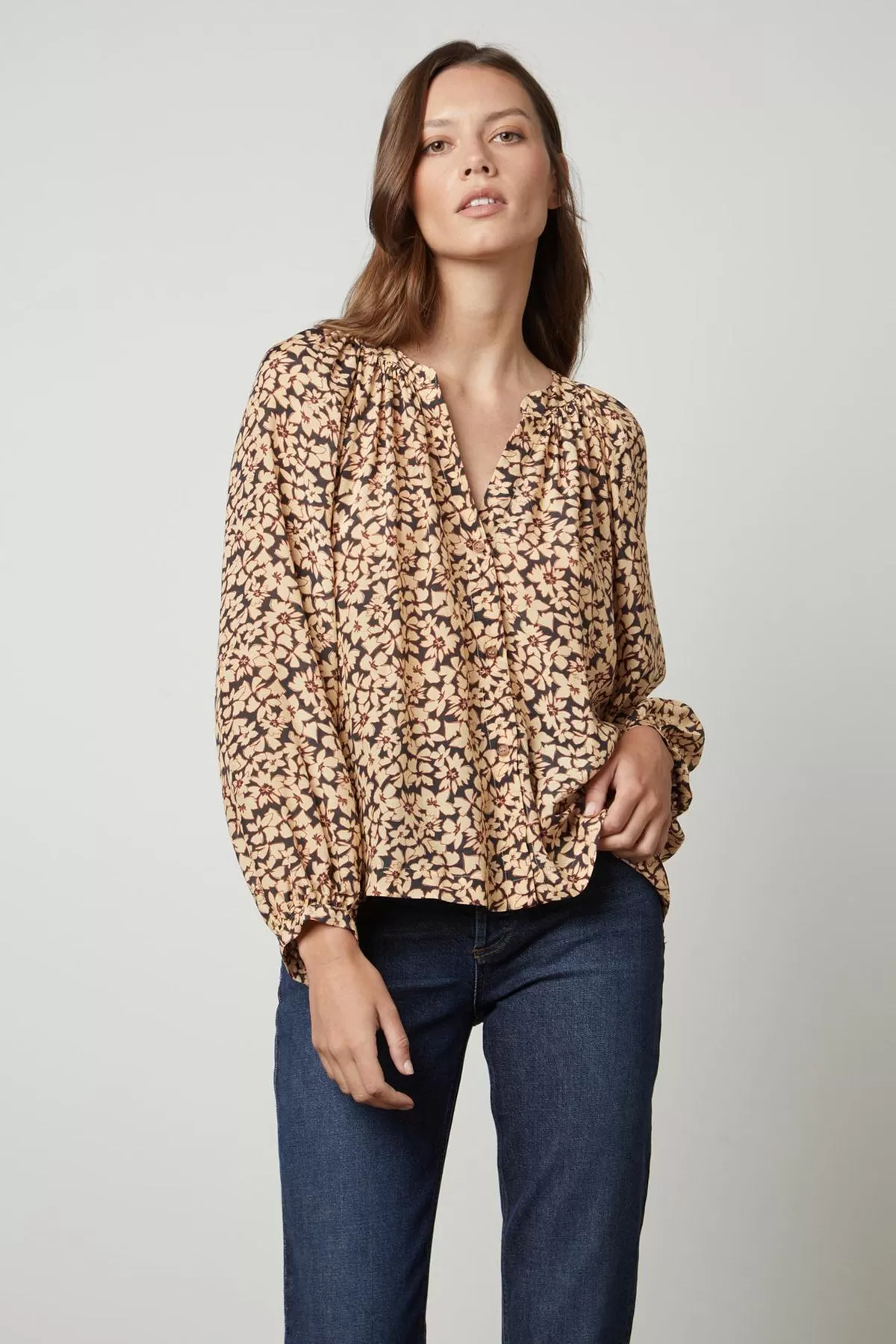 MELINDA PRINTED BUTTON-UP TOP