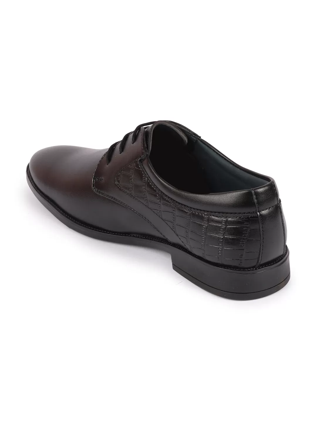 Men Black Wedding Party Embossed Design Oxford Lace Up Shoes