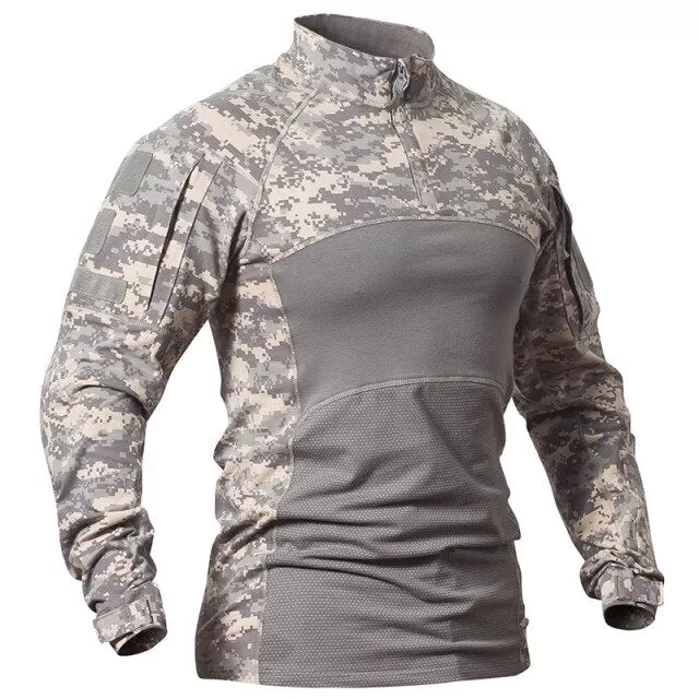 Mens Tactical Shirt Men Camouflage Army Long Sleeve T Shirt Cotton Combat Shirts