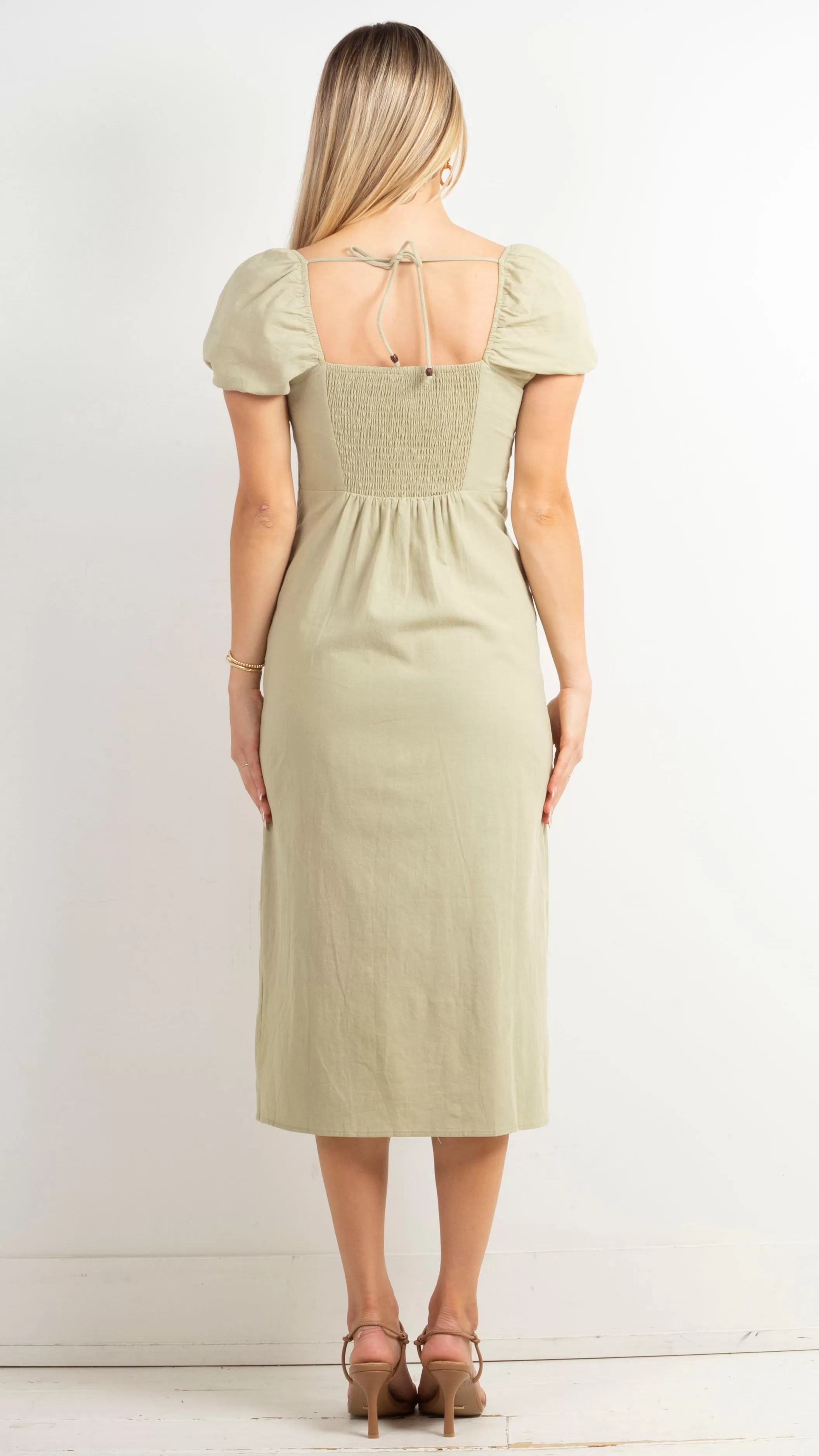 Mika Puff Sleeve Midi - Sage