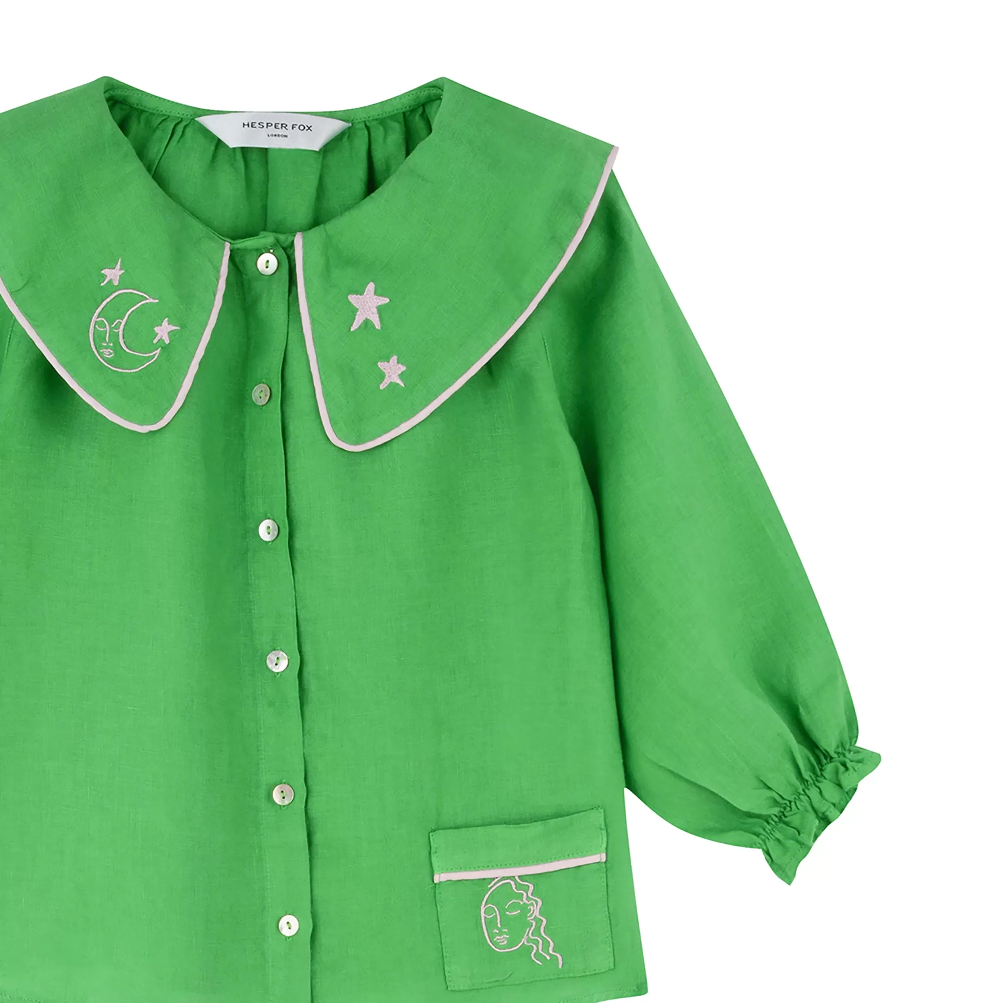 Mini Aubrey Green Linen Kids Pyjama Set