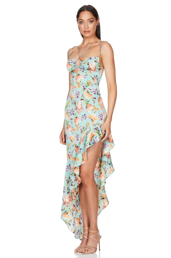 Mint floral Simone maxi