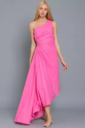 Miska One Shoulder Cut Out Gown Asymmetrical Gown - Pink