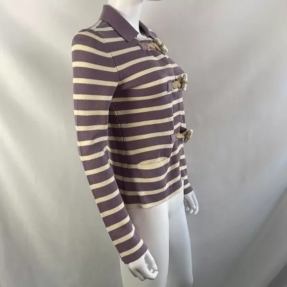 MoschinoPurple and Cream Striped With Rope Cardigan